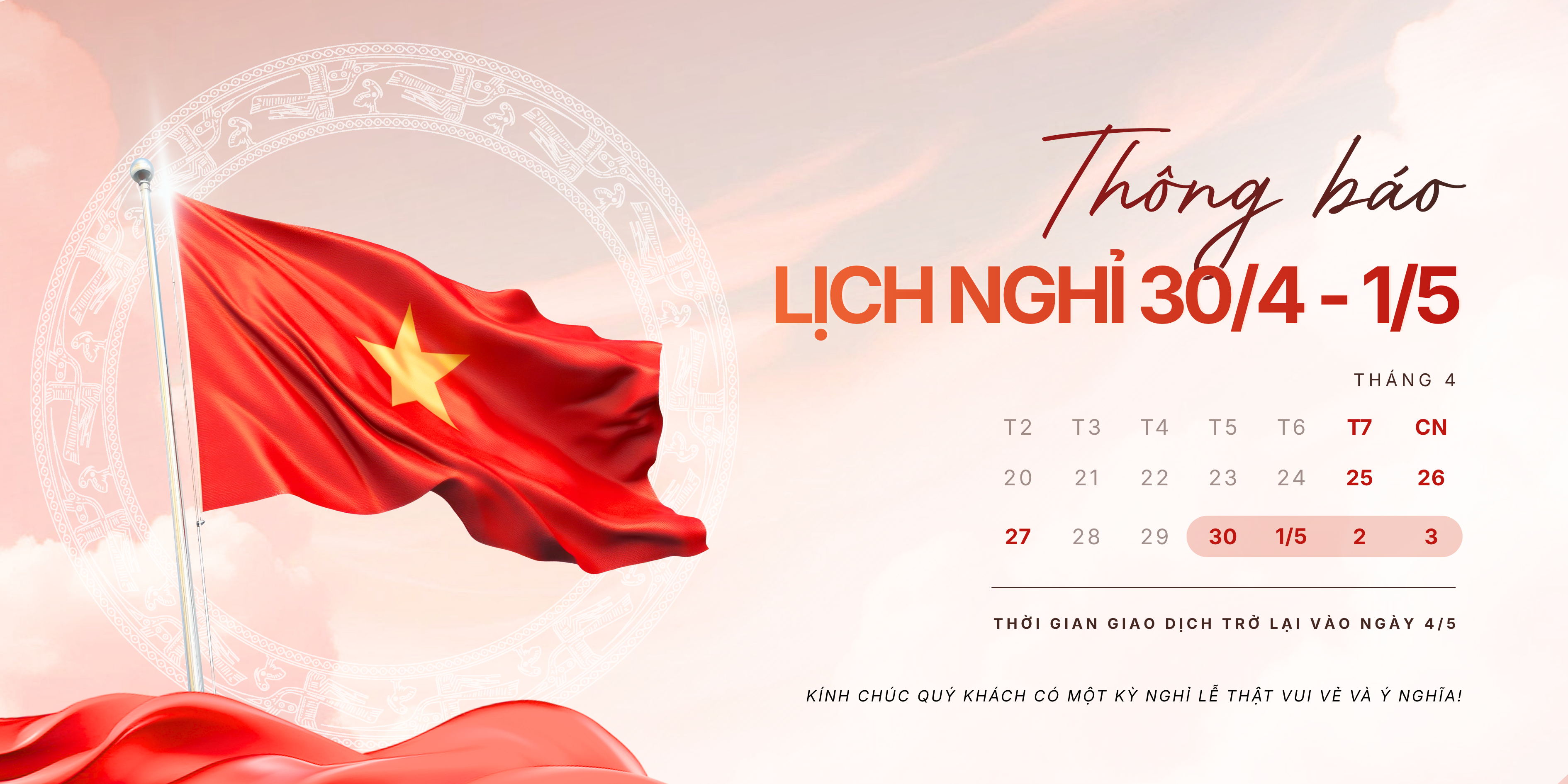 Thông Báo Lịch Nghỉ Lễ 30/4 - 1/5
